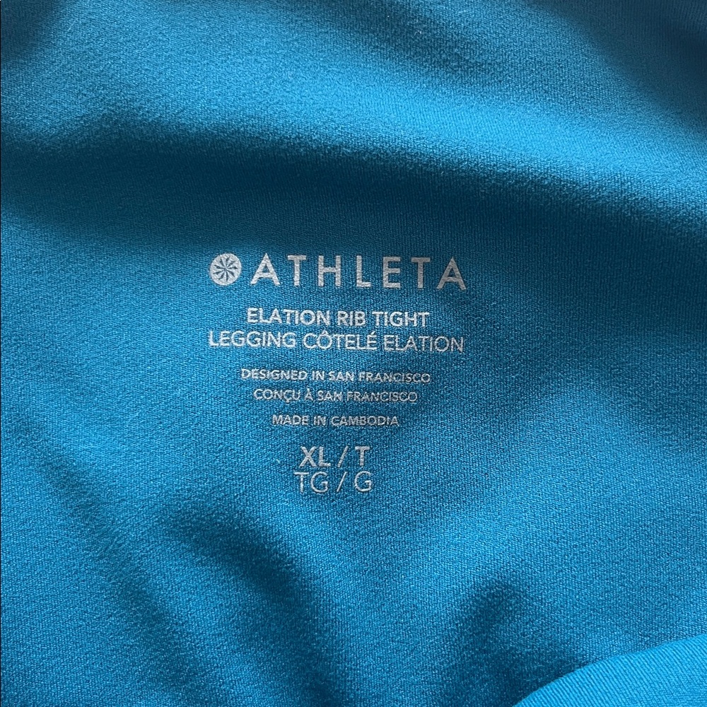Athleta Elation ribbed tight Teal High-Waisted Leggings size xl - Picture 7 of 11